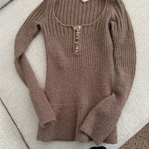Buffalo David Bitton Taupe Ribbed Sweater